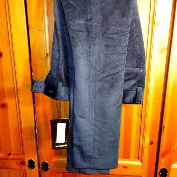 Mens Pleated Navy Blue Smart Pants - Picture 3 of 4